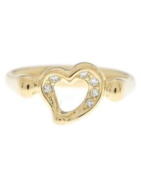 Tiffany & Co Open Heart Ring 18k Yellow Gold 750 Diamond New